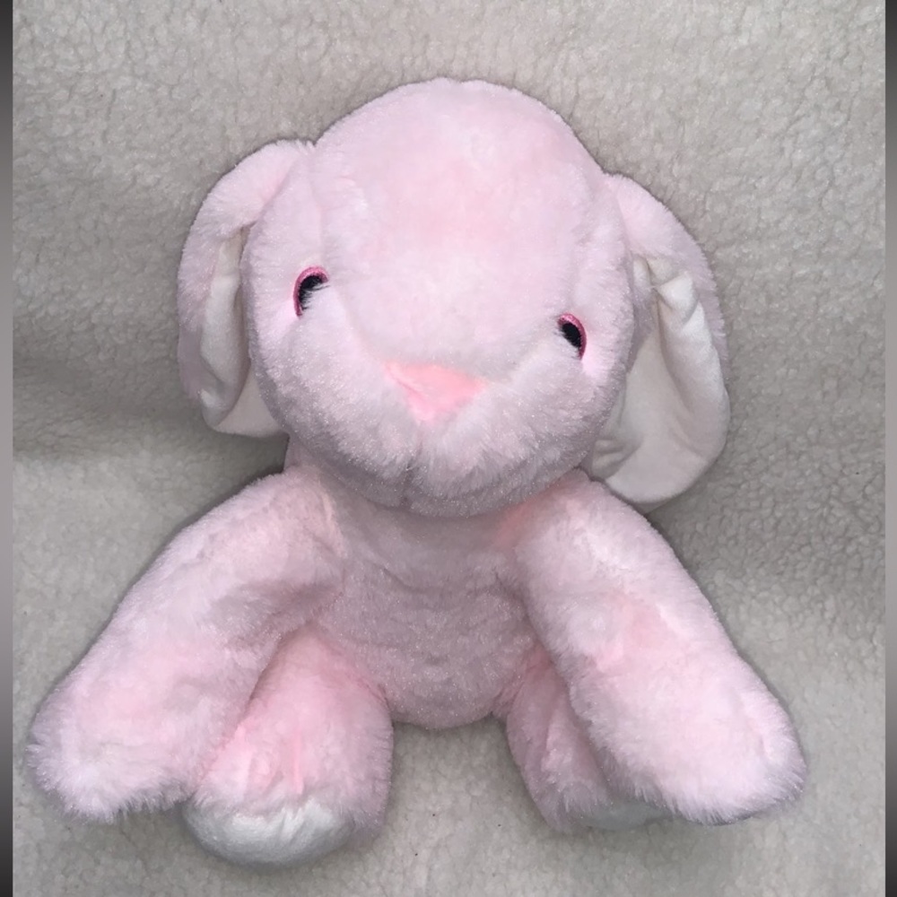 Kellytoy Rattle Bunny Plush 12" pink long ears 2019 pink eyes